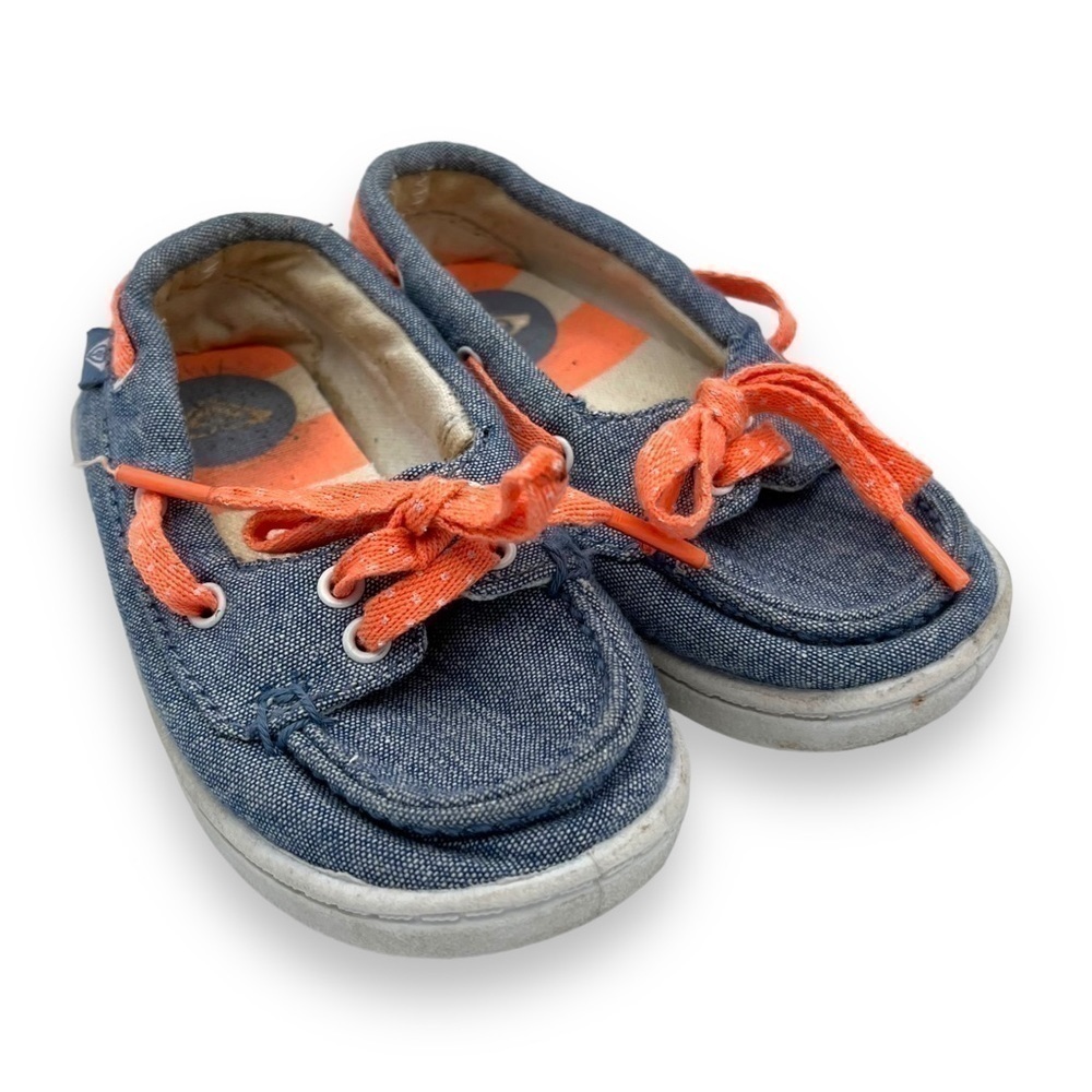 4 for $20 SALE! Roxy RG Ahoy II Infant Toddler Denim Boat Shoes Slip Ons, Size 6